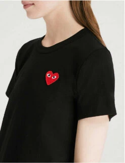 Comme Des Garçons Play Heart Logo-embroidered Cotton-jersey T-shirt -Sweaty Bety Clothing Shop 143 2000022 P1T107 S BLACK ALT04