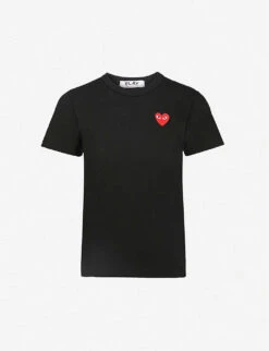 Comme Des Garçons Play Heart Logo-embroidered Cotton-jersey T-shirt