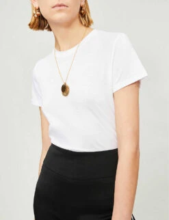 Vince Essential Round-neck Pima Cotton T-shirt -Sweaty Bety Clothing Shop 197 3004397 VR59183107 OPTICWHITE ALT03