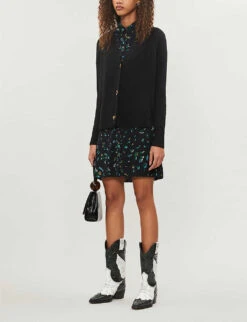 Whistles Button-up Cotton-blend Cardigan -Sweaty Bety Clothing Shop 501 10019 030736 BLACK ALT01