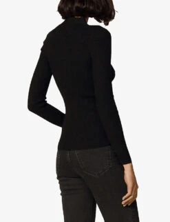 Sandro Gabrielle Ribbed Knitted Cardigan -Sweaty Bety Clothing Shop 786 10081 SFPCA00118 BLACK ALT03