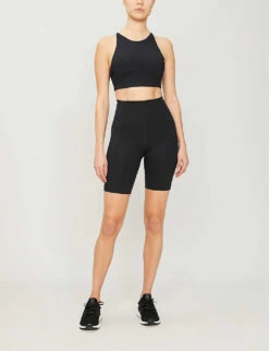 Girlfriend Collective High-rise Stretch-jersey Cycling Shorts -Sweaty Bety Clothing Shop R00037925 BLACK ALT01
