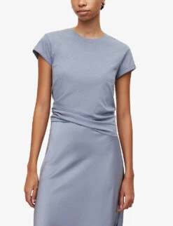AllSaints Anna Crewneck Cotton T-shirt -Sweaty Bety Clothing Shop R00067685 STORMCLOUDGRE ALT02
