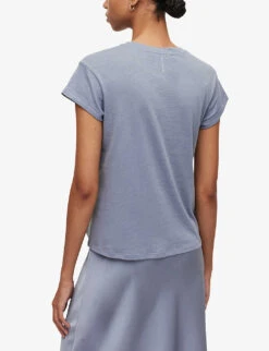AllSaints Anna Crewneck Cotton T-shirt -Sweaty Bety Clothing Shop R00067685 STORMCLOUDGRE ALT03