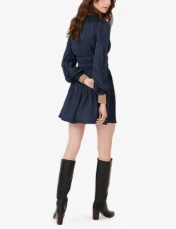 Maje Rianne Satin Mini Dress -Sweaty Bety Clothing Shop R03630800 NAVY ALT02