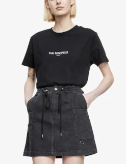 THE KOOPLES Brand-print Cotton-jersey T-shirt -Sweaty Bety Clothing Shop R03638707 BLA01 ALT02