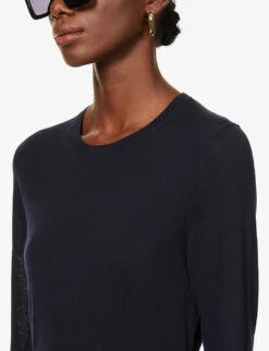 Joseph Round-neck Fine Merino-wool Jumper -Sweaty Bety Clothing Shop R03658528 NAVY ALT03
