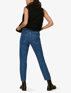 Whistles Authentic Slim-leg High-rise Cropped Organic-denim Jeans -Sweaty Bety Clothing Shop R03731068 BLUE ALT02