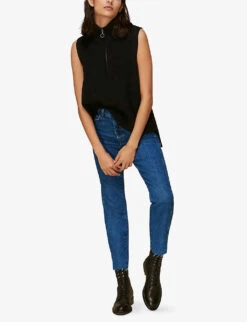 Whistles Authentic Slim-leg High-rise Cropped Organic-denim Jeans -Sweaty Bety Clothing Shop R03731068 BLUE ALT03