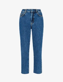 Whistles Authentic Slim-leg High-rise Cropped Organic-denim Jeans