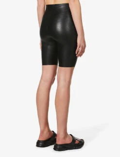 Commando Fitted High-rise Faux-leather Shorts -Sweaty Bety Clothing Shop R03742244 BLACK ALT03