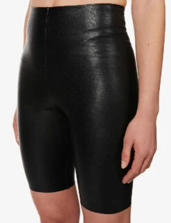 Commando Fitted High-rise Faux-leather Shorts -Sweaty Bety Clothing Shop R03742244 BLACK ALT04