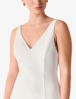 Whistles Billie V-neck Woven Wedding Dress -Sweaty Bety Clothing Shop R03742965 CREAM ALT04