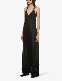 Joseph Clea Silk Strappy Midi Dress 9 Joseph Clea Silk Strappy Midi Dress -Sweaty Bety Clothing Shop R03748273 BLACK ALT02