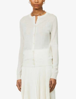 Joseph Cashair Round-neck Cashmere Cardigan -Sweaty Bety Clothing Shop R03750629 IVORY ALT02