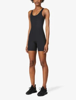 Girlfriend Collective Bike Scoop-neck Recycled Polyester-blend Unitard -Sweaty Bety Clothing Shop R03756272 BLACK ALT02