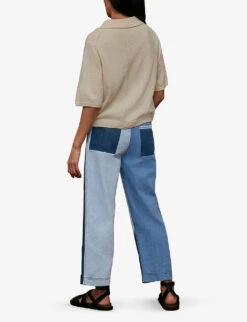 Whistles Patchwork Straight-leg High-rise Jeans -Sweaty Bety Clothing Shop R03763552 DENIM ALT02