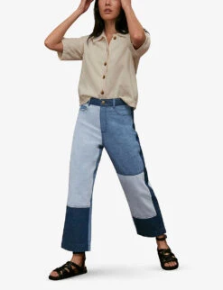 Whistles Patchwork Straight-leg High-rise Jeans -Sweaty Bety Clothing Shop R03763552 DENIM ALT03