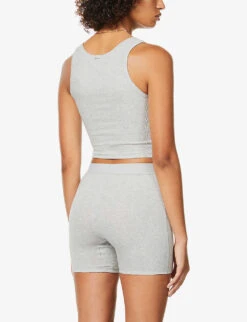 Ribbed Stretch-cotton Tank Top -Sweaty Bety Clothing Shop R03766871 S LIGHTHEATHERGREY ALT03