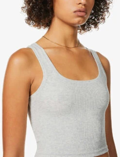Ribbed Stretch-cotton Tank Top -Sweaty Bety Clothing Shop R03766871 S LIGHTHEATHERGREY ALT04
