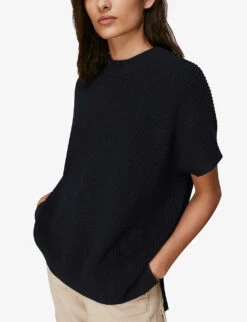 Whistles Round-neck Ribbed Cotton Tunic -Sweaty Bety Clothing Shop R03769045 NAVY ALT03
