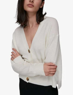 Whistles Long-sleeved Cashmere Cardigan -Sweaty Bety Clothing Shop R03769047 IVORY ALT03