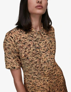 Whistles Bark-print Short-sleeved Midi Shirt Dress 11 Whistles Bark-print Short-sleeved Midi Shirt Dress -Sweaty Bety Clothing Shop R03769650 MULTICOLOURED ALT04