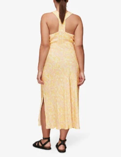 Whistles Safari-print Satin Midi Dress -Sweaty Bety Clothing Shop R03776759 YELLOW ALT02