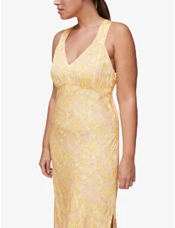 Whistles Safari-print Satin Midi Dress -Sweaty Bety Clothing Shop R03776759 YELLOW ALT03