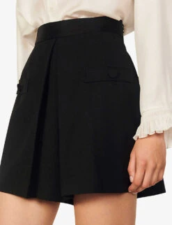 Sandro Hugo High-rise Woven Shorts -Sweaty Bety Clothing Shop R03787608 NOIRGRIS ALT04