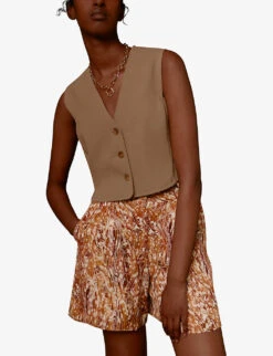 Whistles Marble-print Silk Shorts -Sweaty Bety Clothing Shop R03807525 MULTICOLOURED ALT03