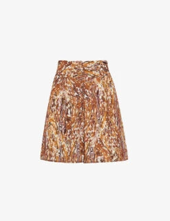 Whistles Marble-print Silk Shorts