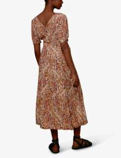 Whistles Marble-print Silk Midi Dress -Sweaty Bety Clothing Shop R03807526 MULTICOLOURED ALT02