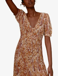 Whistles Marble-print Silk Midi Dress -Sweaty Bety Clothing Shop R03807526 MULTICOLOURED ALT03