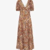 Whistles Marble-print Silk Midi Dress