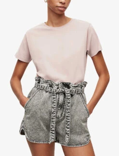 AllSaints Grace Logo-embroidered Cotton-jersey T-shirt -Sweaty Bety Clothing Shop R03814577 TAINTEDPINK ALT02