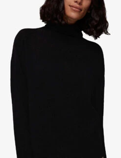 Whistles Roll-neck Cashmere Jumper -Sweaty Bety Clothing Shop R03833331 BLACK ALT02