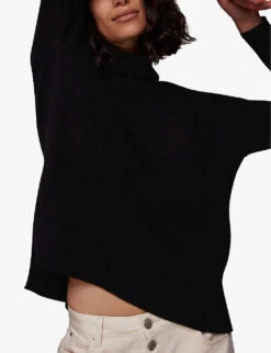 Whistles Roll-neck Cashmere Jumper -Sweaty Bety Clothing Shop R03833331 BLACK ALT04