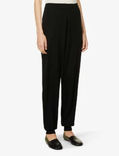Hotoveli Tapered Mid-rise Cashmere Jogging Bottoms -Sweaty Bety Clothing Shop R03866824 BLACK ALT02