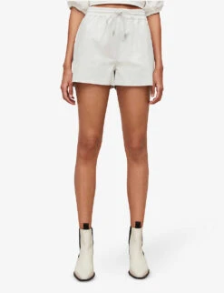 AllSaints Shana Elasticated Leather Shorts -Sweaty Bety Clothing Shop R03868469 WHITE ALT02