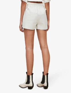 AllSaints Shana Elasticated Leather Shorts -Sweaty Bety Clothing Shop R03868469 WHITE ALT03