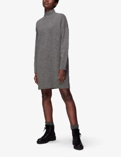 Whistles Funnel-neck Wool Midi Dress -Sweaty Bety Clothing Shop R03875867 GREY ALT02