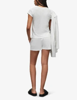 AllSaints Aleida Tri Drawstring-waistband Stretch-woven Shorts -Sweaty Bety Clothing Shop R03876076 OPTICWHITE ALT03