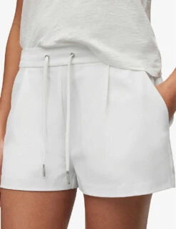 AllSaints Aleida Tri Drawstring-waistband Stretch-woven Shorts -Sweaty Bety Clothing Shop R03876076 OPTICWHITE ALT04
