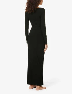 Soft Lounge Long-sleeve Stretch-jersey Nightdress -Sweaty Bety Clothing Shop R03877156 ONYX ALT03