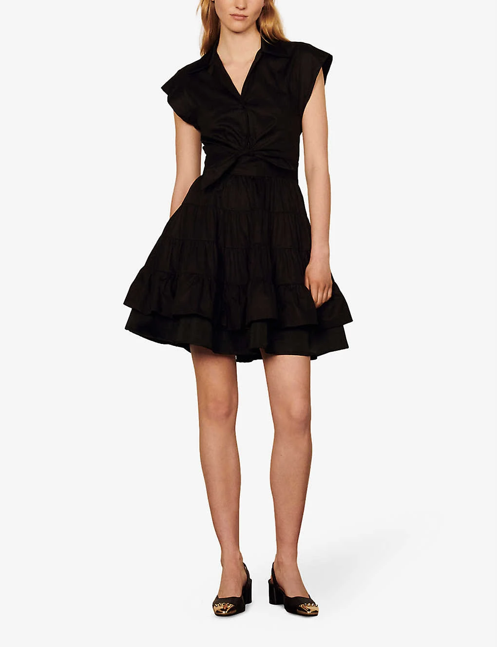 Sandro Fifi Ruffled Cotton Mini Dress 4 Sandro Fifi Ruffled Cotton Mini Dress - Image 2