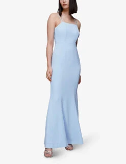 Whistles Emily Square-neck Strappy Stretch-crepe Maxi Dress -Sweaty Bety Clothing Shop R03896118 PALEBLUE ALT02