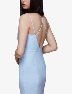 Whistles Emily Square-neck Strappy Stretch-crepe Maxi Dress -Sweaty Bety Clothing Shop R03896118 PALEBLUE ALT03