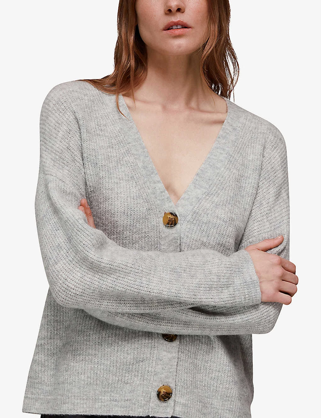 Whistles Ribbed V-neck Knit Cardigan 5 Whistles Ribbed V-neck Knit Cardigan - Image 3