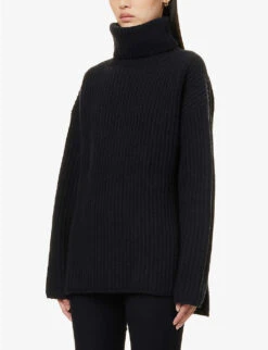 Joseph Turtleneck Chunky-rib Merino-wool Jumper -Sweaty Bety Clothing Shop R03900765 NAVY ALT02